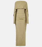 Tove Malena caped ruched jersey maxi dress