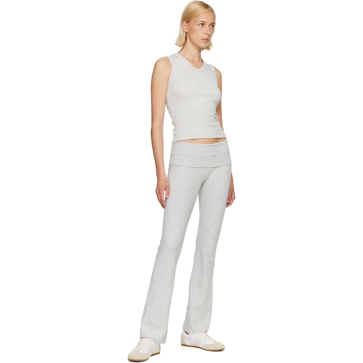 SKIMS Gray Cotton Jersey Foldover Lounge Pants