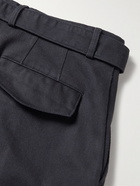 Officine Générale - Georges Tapered Belted Organic Cotton-Twill Trousers - Blue