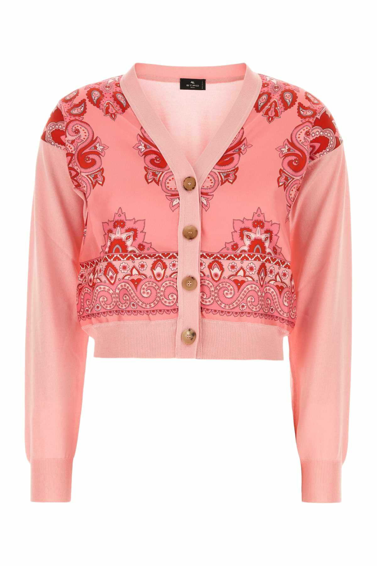 Tシャツ・カットソー ETRO Pink Cotton Blend Cardigan Etro Printed mohair-blend cardigan Etro