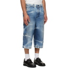 COÛT DE LA LIBERTÉ Blue Grayson Cripsy Denim Palm Devils Painter Shorts