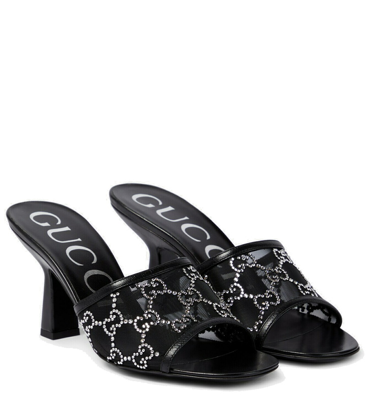 Photo: Gucci GG embellished mesh mules