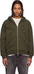 Givenchy Khaki Zipped Fleece Hoodie