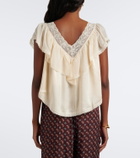 Dôen Yadira lace-trimmed ruffled silk blouse