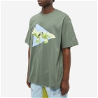 And Wander x Maison Kitsuné Triangle T-Shirt in Khaki