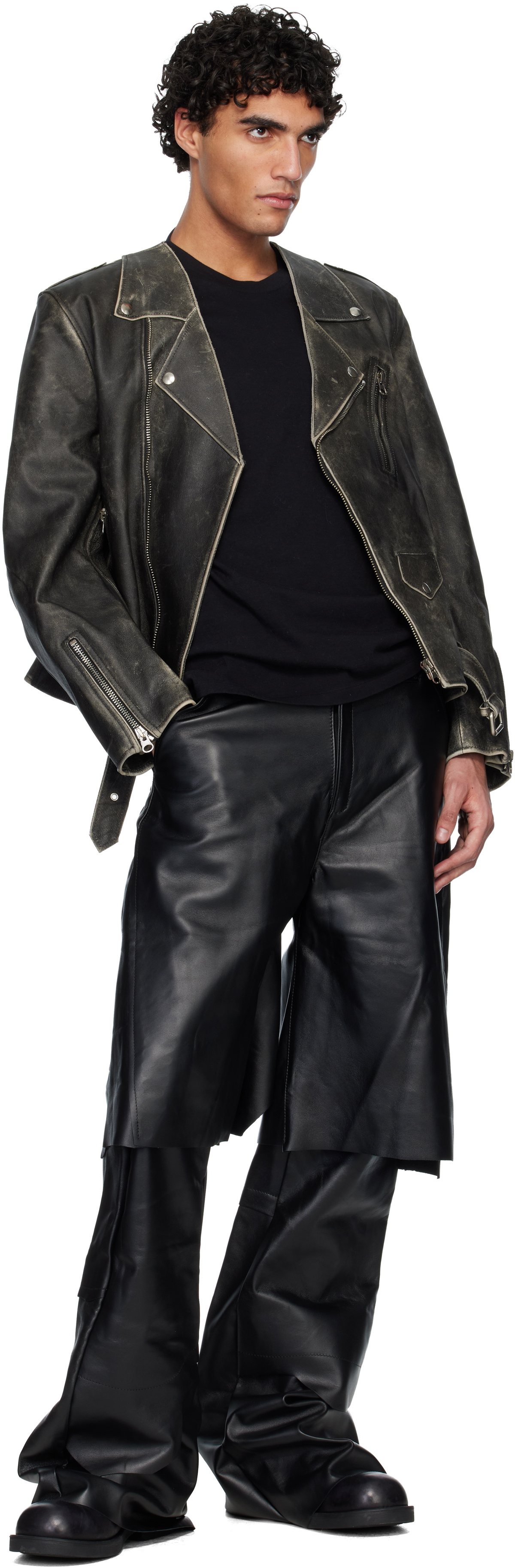 Swampgod Black Stövel Wide Leather Pants