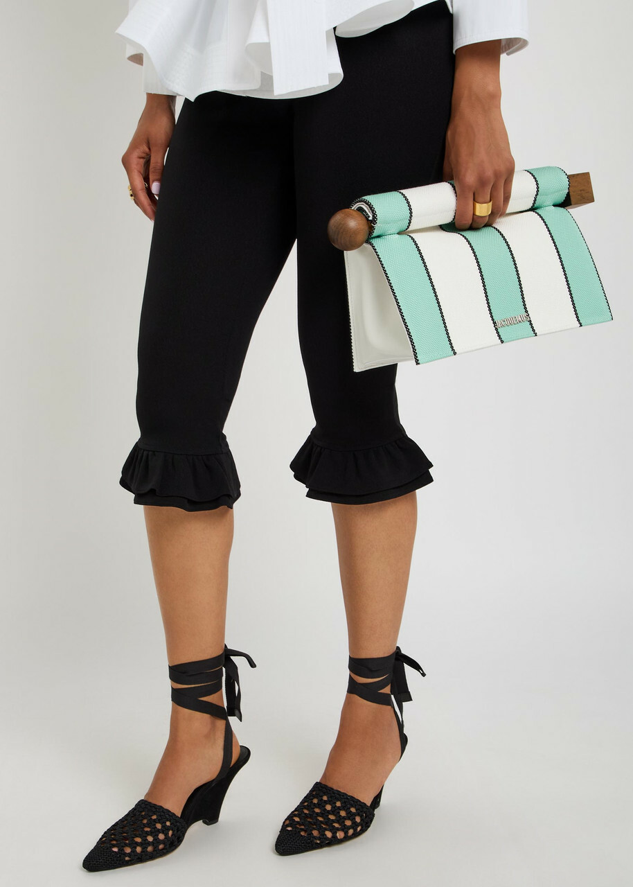 Jacquemus Le Bermuda Playa Ruffled Jersey Capri Trousers Black