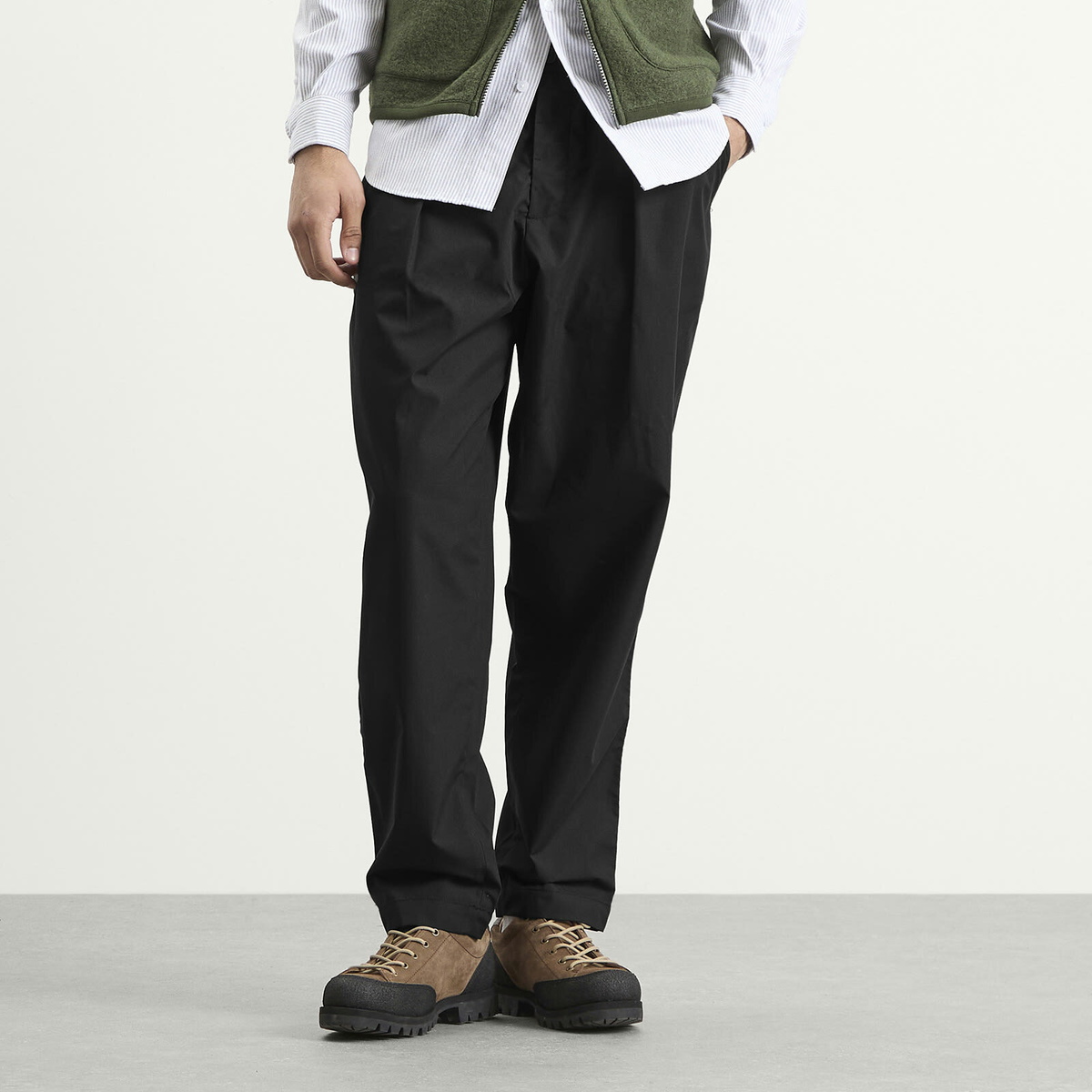 Universal Works Men's Recycled Poly Tech Pleated Track Pant in Black