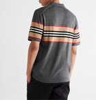 Burberry - Striped Merino Wool Polo Shirt - Gray