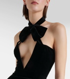 Alessandra Rich Bow-detail velvet midi dress