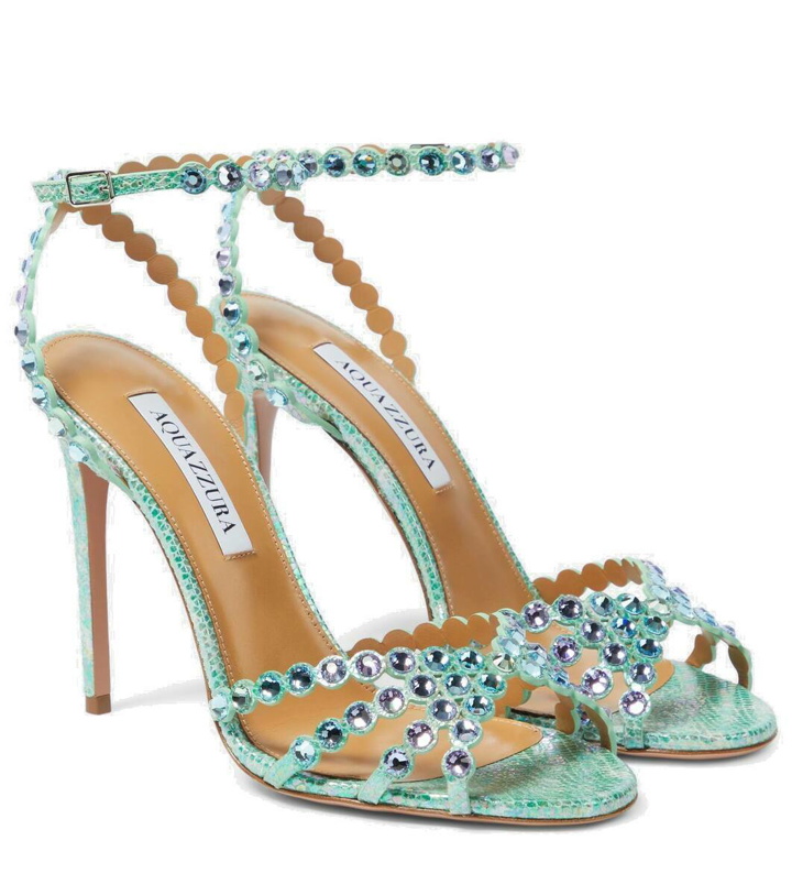 Photo: Aquazzura Tequila 105 embellished leather sandals