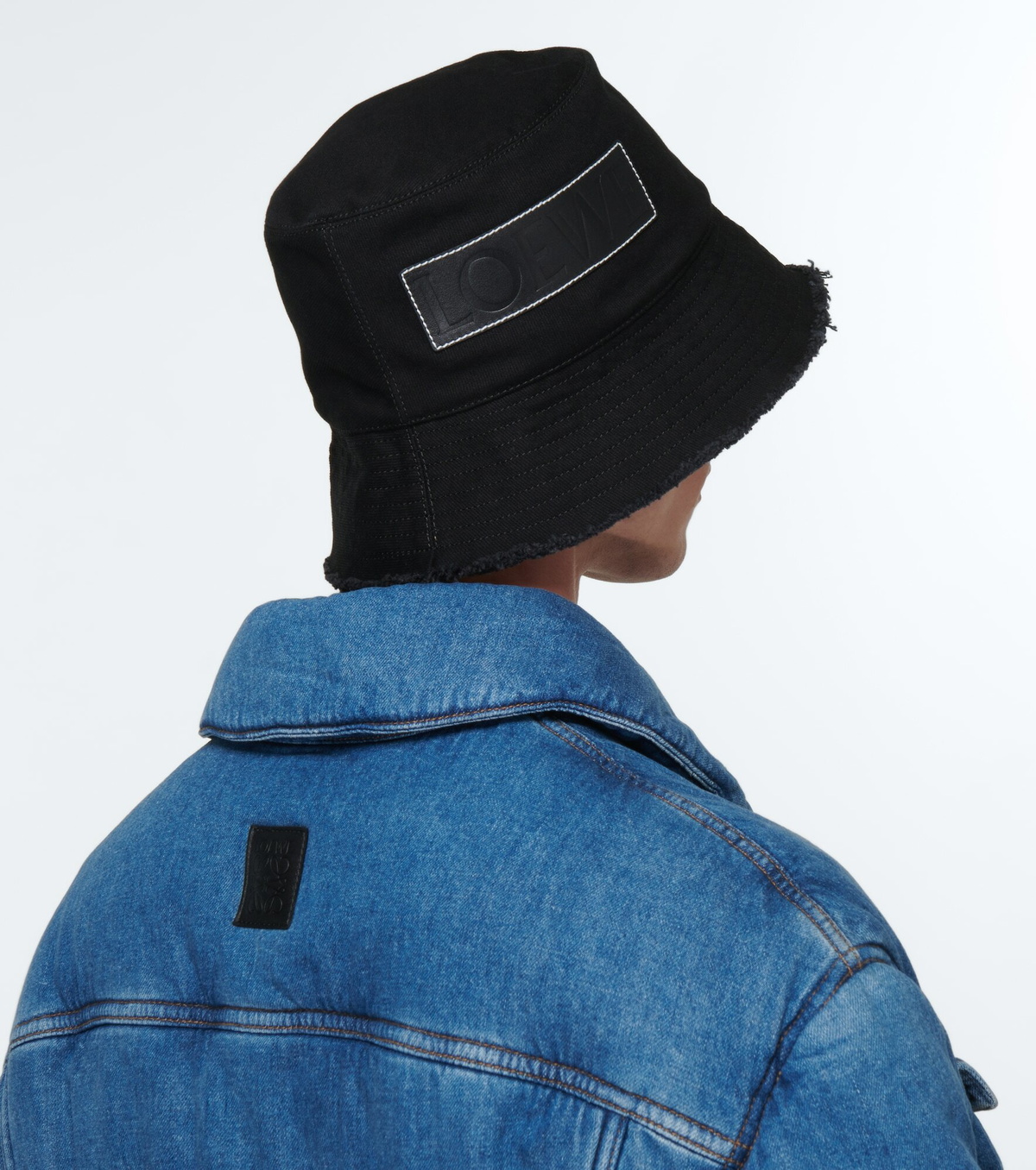 Paulas Ibiza Frayed Denim Bucket Hat in Blue - Loewe