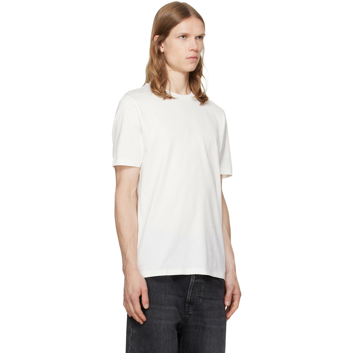 Hugo Off-White Mercerised Cotton Slim-Fit T-shirt