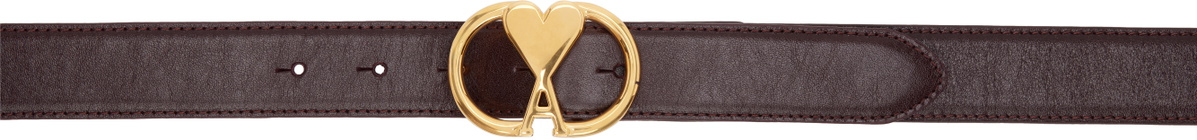 AMI Paris Burgundy Leather Ami de Coeur Belt