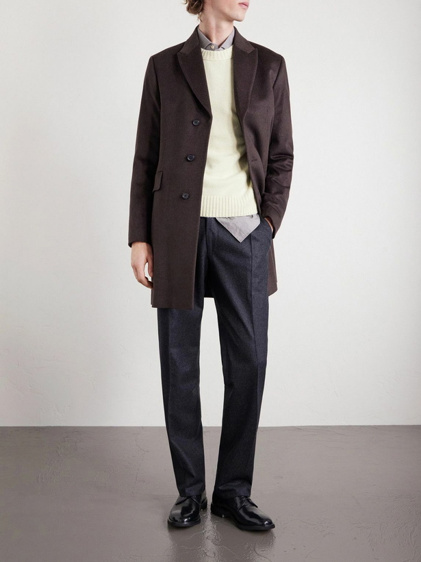 Photo: Paul Smith - Slim-Fit Wool and Cashmere-Blend Felt Coat - Brown