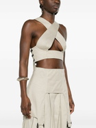 Sinead O'Dwyer Neutral Criss-Cross Crop Top