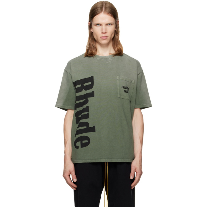 Photo: Rhude Green 'Rhude' Logo Pocket T-shirt