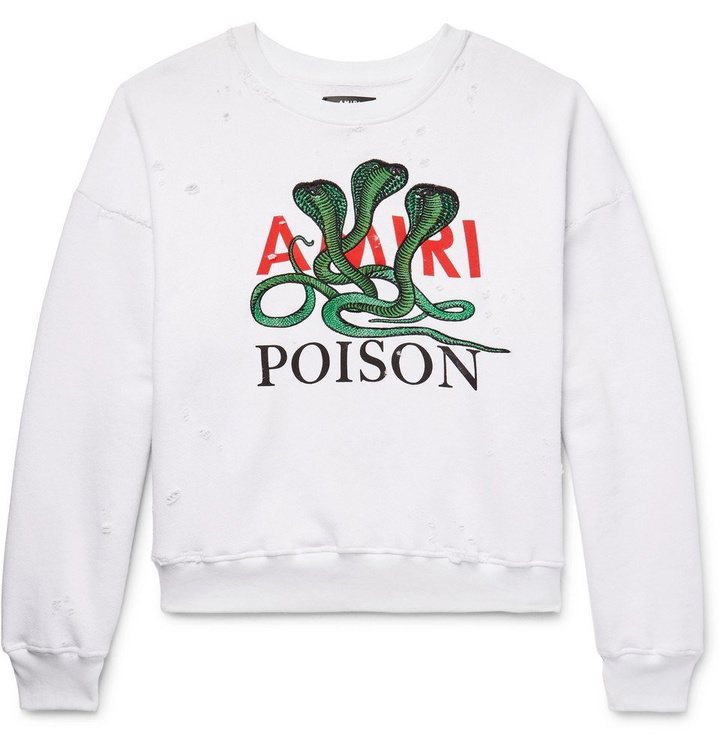 Photo: AMIRI - Printed Loopback Cotton-Jersey Sweatshirt - White