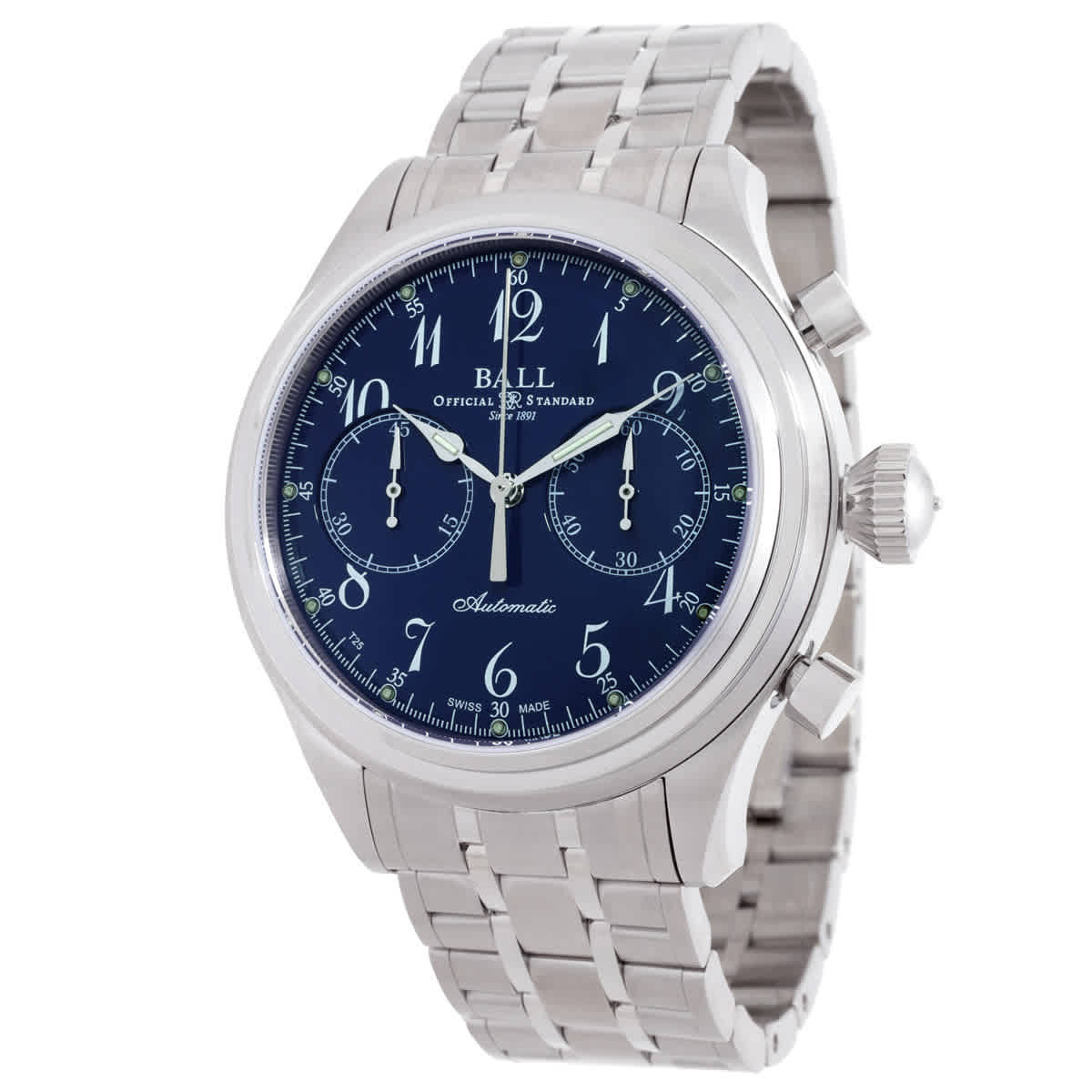 Ball Trainmaster Cannonball Chronograph Automatic Blue Dial Mens Watch CM1052D-S7J-BE