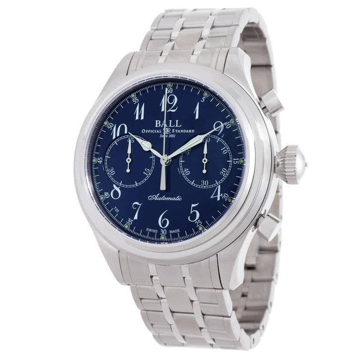 Photo: Ball Trainmaster Cannonball Chronograph Automatic Blue Dial Mens Watch CM1052D-S7J-BE