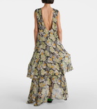 Loewe Floral asymmetric silk maxi dress