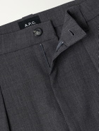 A.P.C. - Renato Wide-Leg Pleated Twill Trousers - Gray