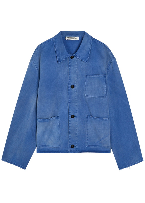Photo: Cole Buxton Patch Pocket Cotton and Wool-blend Overshirt Blue