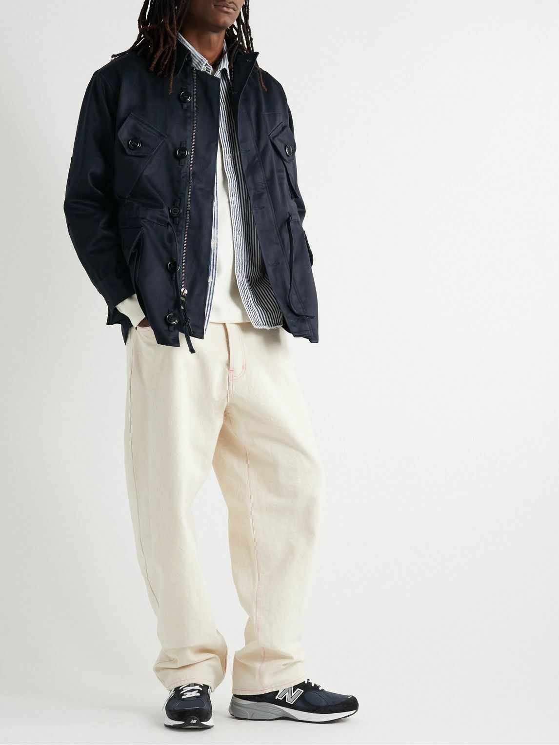 Monitaly - Throwing Fits Type B Corduroy-Trimmed Cotton-Sateen Jacket - Blue