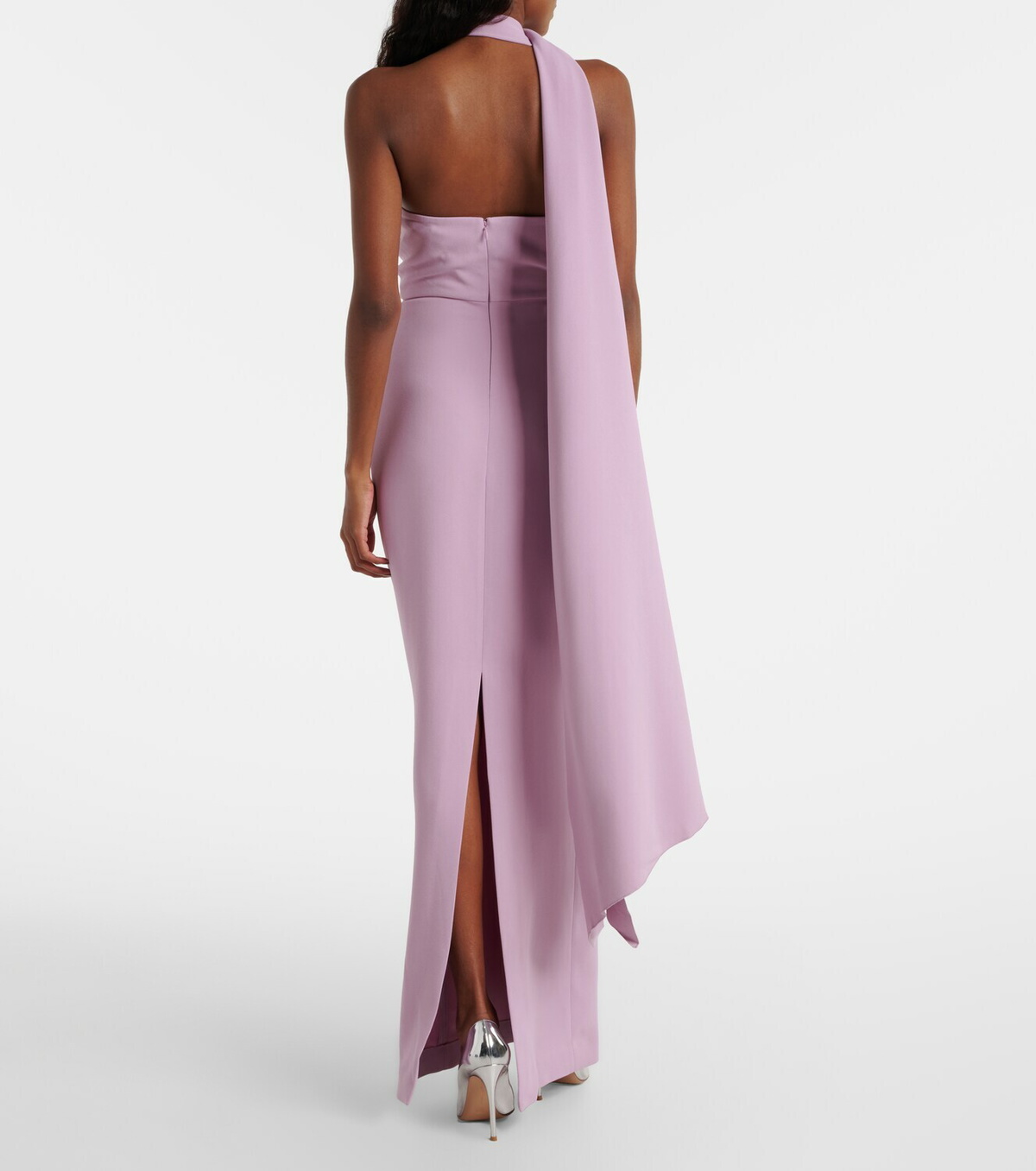 Solace London Demi asymmetric scarf-detail gown