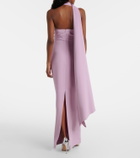 Solace London Demi asymmetric scarf-detail gown