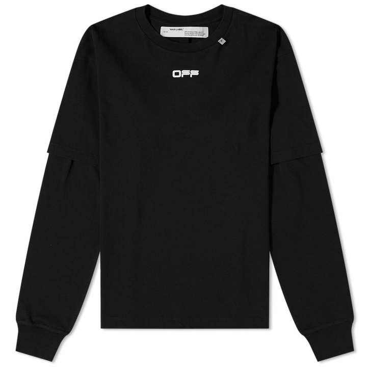 Photo: Off-White Long Sleeve Wavy Line Logo Double Sleeve Tee