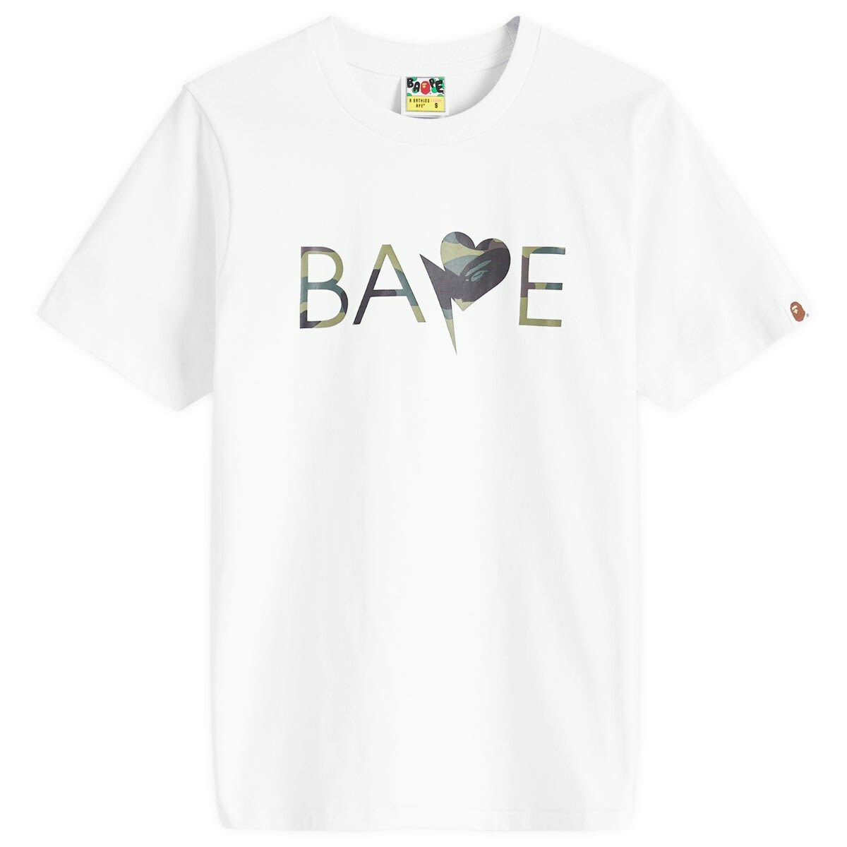 A Bathing Ape Women's 1st Camo Heart Bapeogo T-Shirt in White/Green