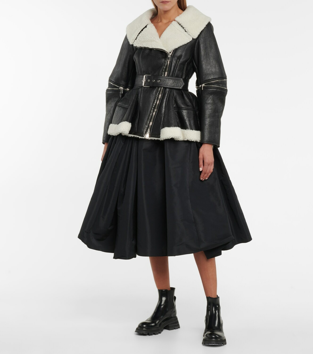Alexander McQueen Shearing-lined leather jacket Alexander