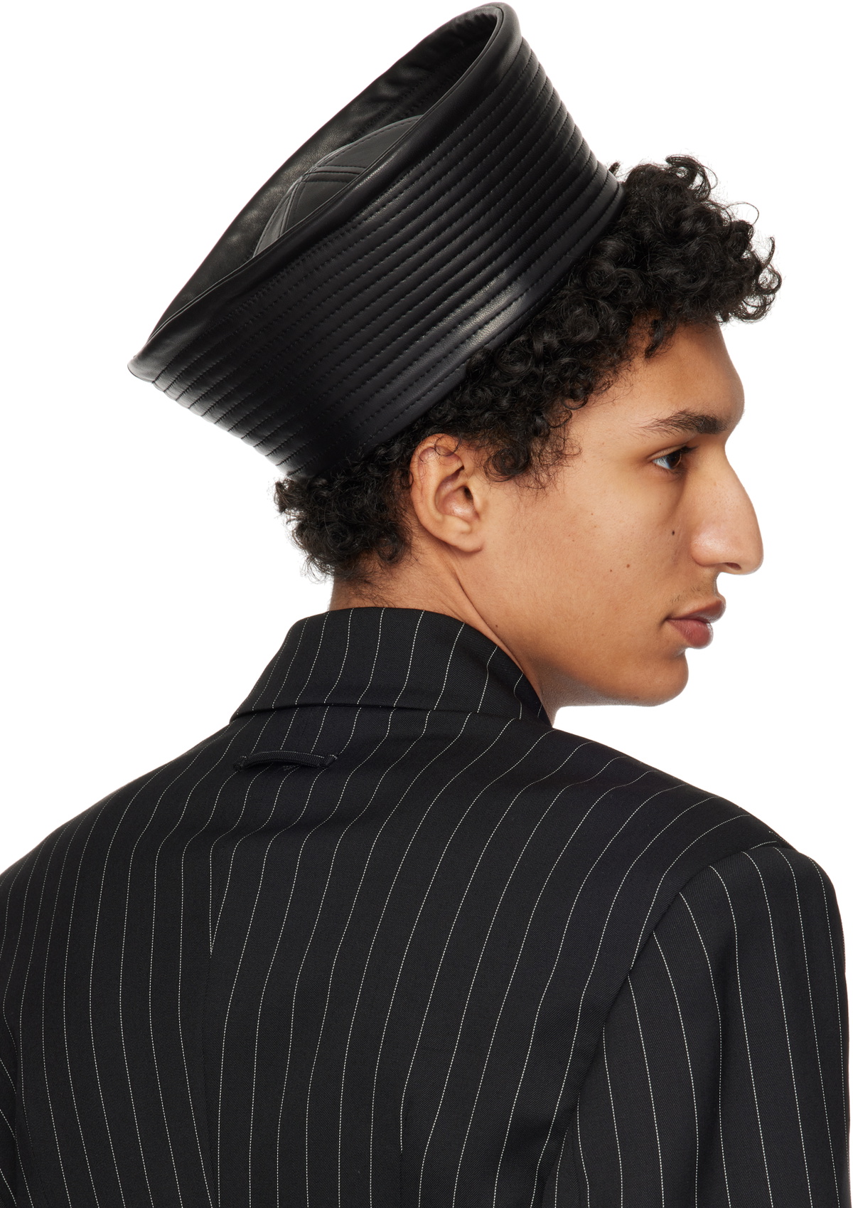 Jean Paul Gaultier Black 'The Leather Sailor' Hat Jean Paul Gaultier