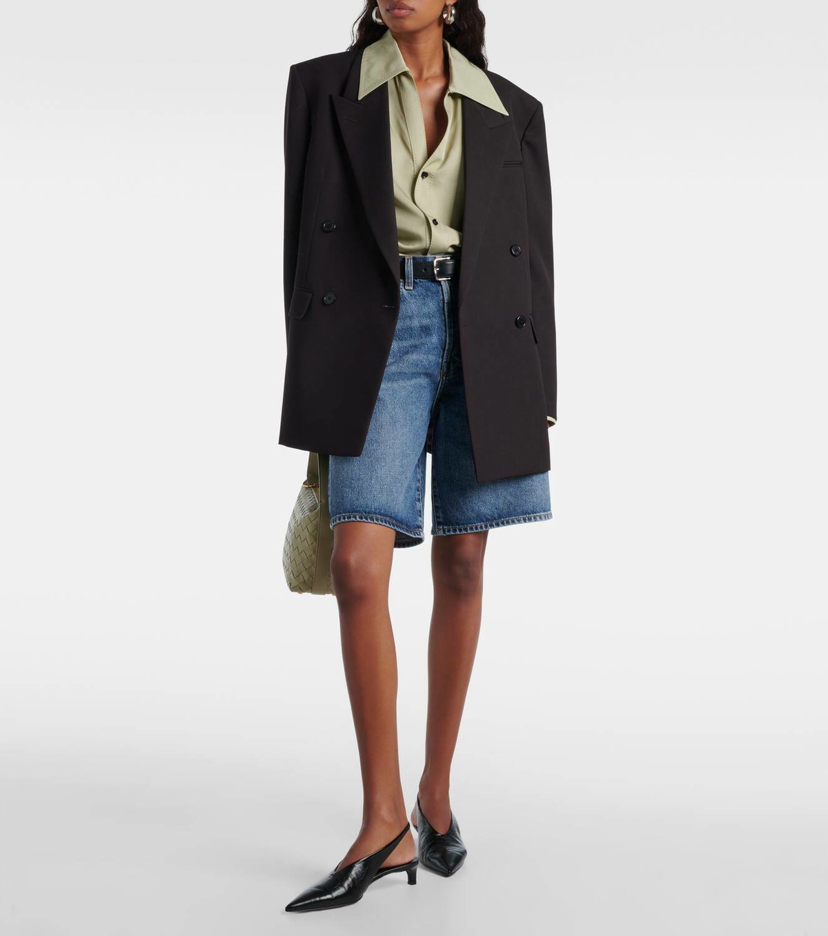 Agolde Risha low-rise denim Bermuda shorts