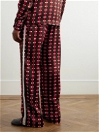 Wales Bonner - Lubaina Himid Snare Straight-Leg Crochet-Trimmed Printed Jersey Trousers - Red