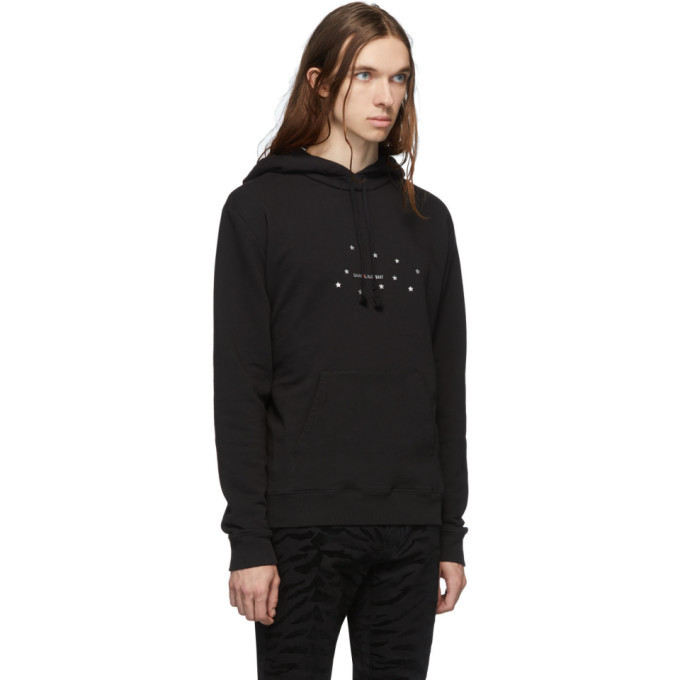 Saint Laurent Black Rive Gauche Logo Small Stars Hoodie Saint Laurent