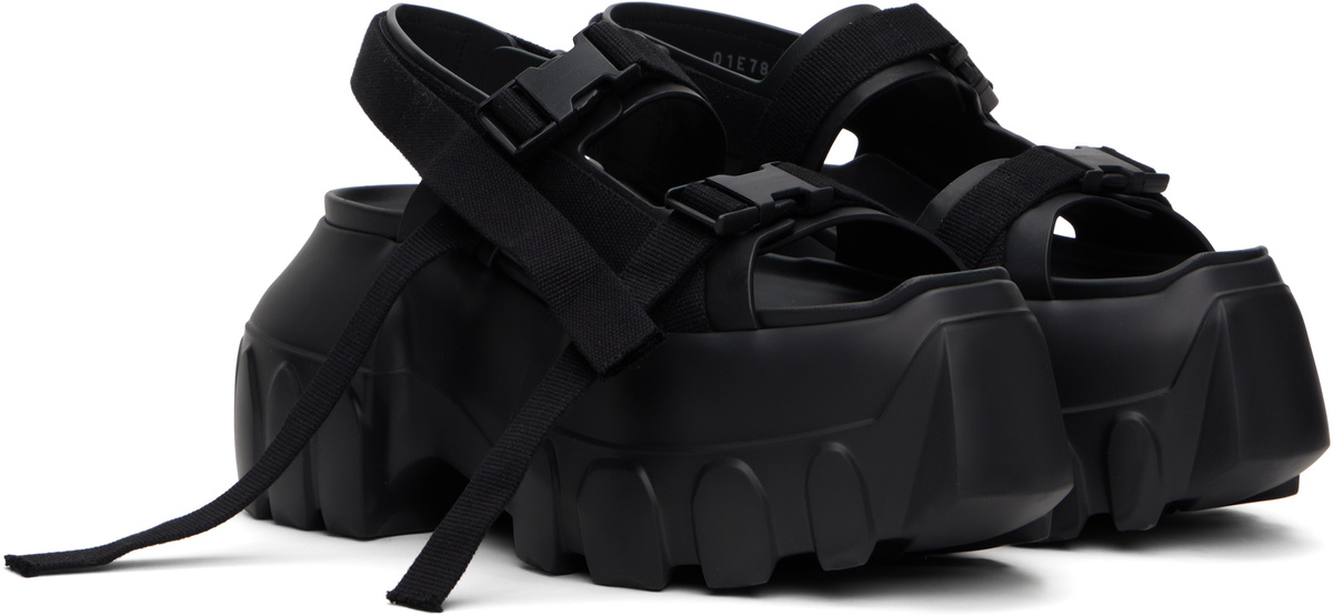 【Rick Owens】ブラック Hollywood Mega Tractor サンダル Rick Owens Black Hollywood Mega Tractor Heeled Sandals Rick