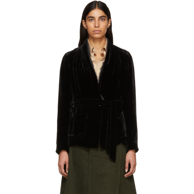 Raquel Allegra Black Velvet Belted Blazer Raquel Allegra