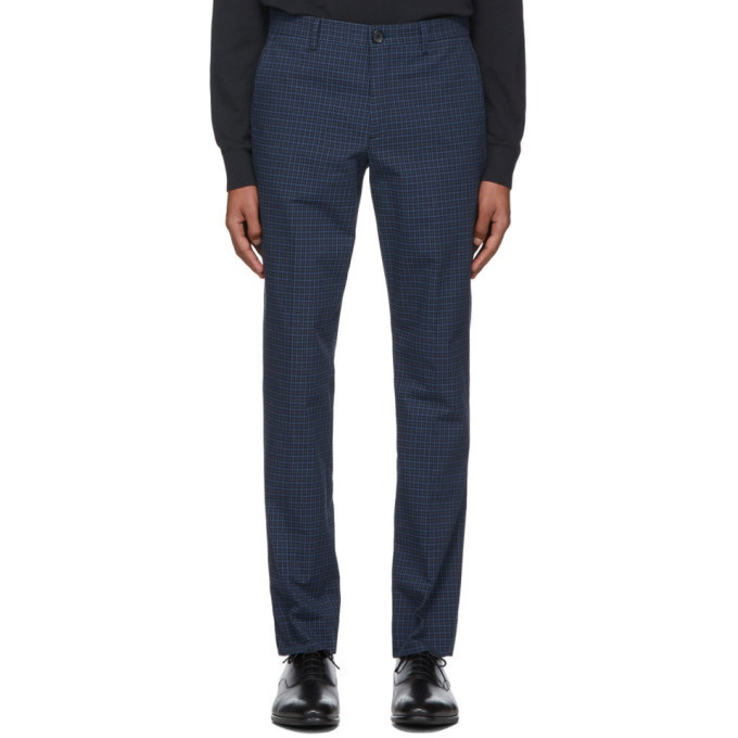 Photo: PS by Paul Smith Blue Check Mid Fit Chino Trousers