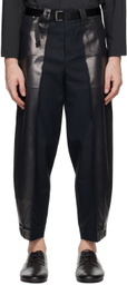 132 5. ISSEY MIYAKE Black Tucked Foil Trousers