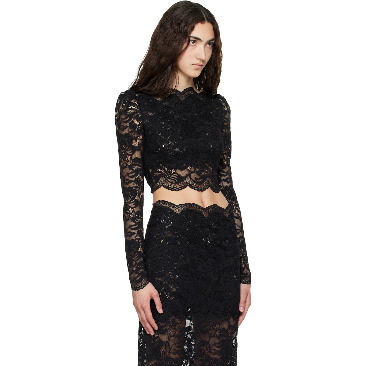 Rabanne Black Lace Crop Top