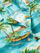 GO BAREFOOT - Outrigger Camp-Collar Printed Cotton Shirt - Blue - M
