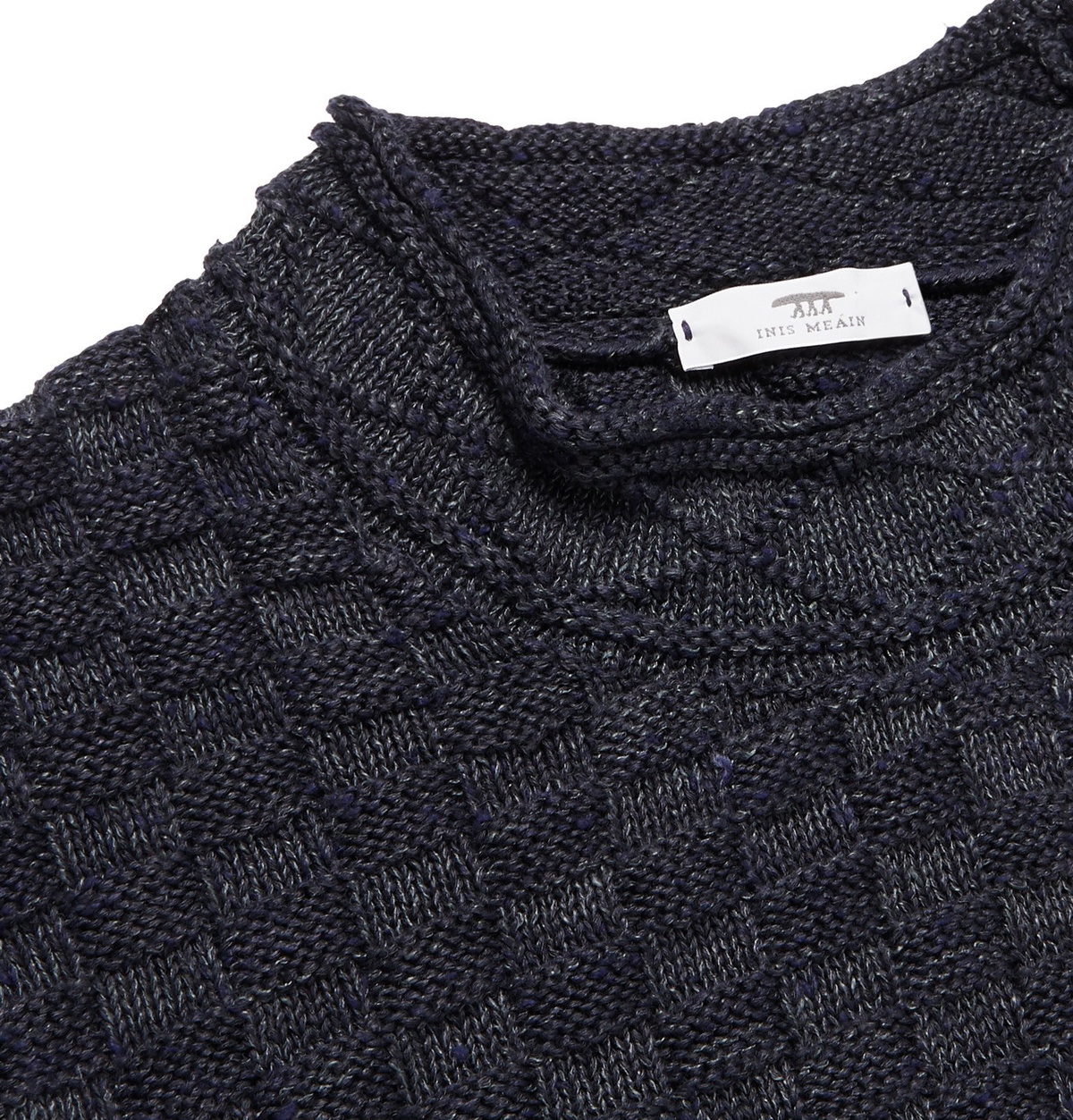 Inis Meáin - Mock-Neck Basketweave Linen and Silk-Blend Sweater