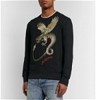 Alexander McQueen - Embroidered Loopback Cotton-Jersey Sweatshirt - Black