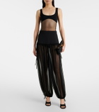 Nensi Dojaka Mesh-trimmed silk balloon pants