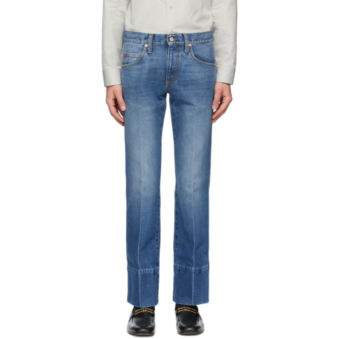 Photo: Gucci Blue Denim High-Waisted Bootcut Jeans