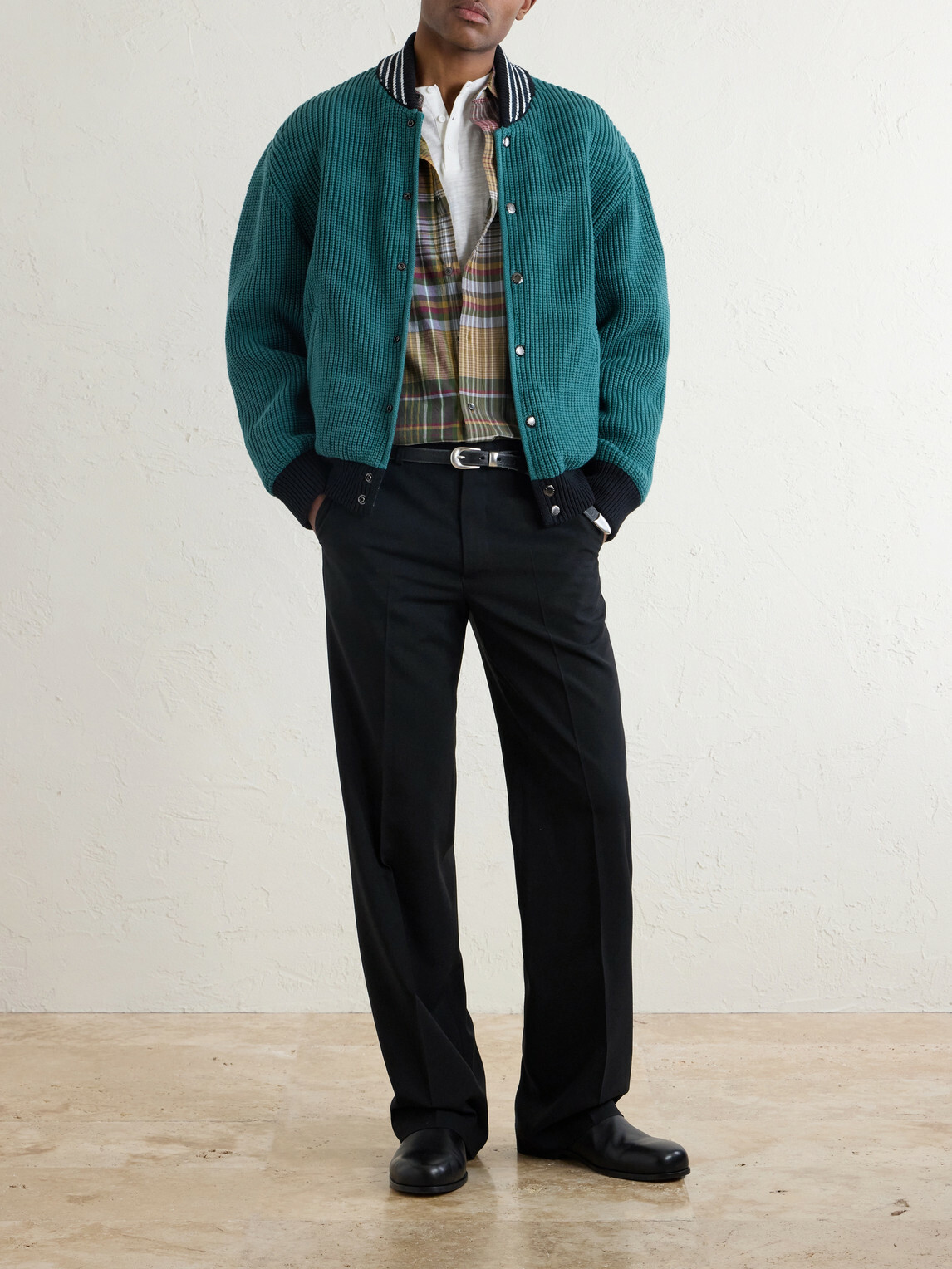 Aimé Leon Dore - Reversible Knitted Cotton-Blend Bomber Jacket - Green