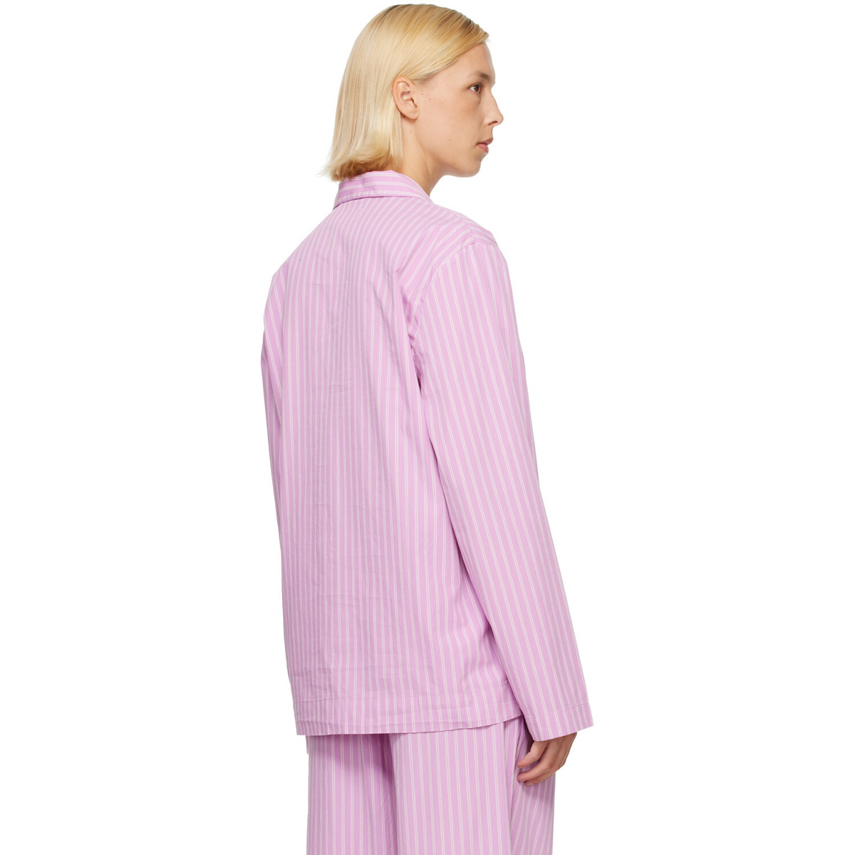 Tekla Pink Poplin Long-Sleeved Pyjama Shirt