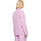 Tekla Pink Poplin Long-Sleeved Pyjama Shirt